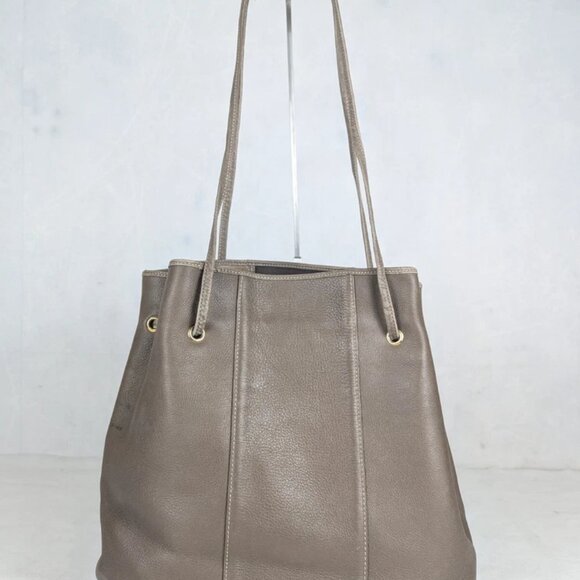 Christian Dior CD Logo Leather Large Shoulder Bag Brown Made in France - Picture 2 of 14